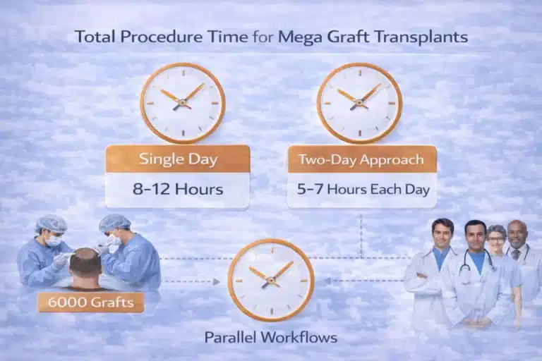 Total-Procedure-Time-For-Mega-Graft-Transplants-768X512 6000 Grafts Hair Transplant Turkey – Cost – Before And After Hair Restoration Excellence You Can Trust