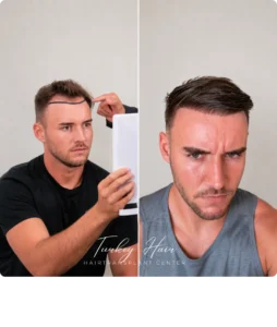 Hair Transplant Before And After Result Showing Natural Hairline Design And Restored Hair Density