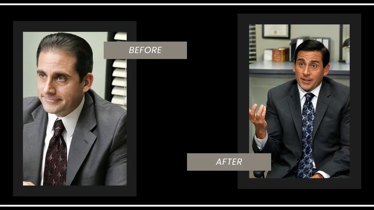 Steve Carell Before And After Hairline Comparison Steve Carell Before And After Hairline Comparison Showing Visible Frontal Hair Changes